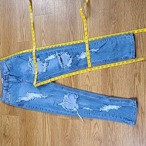VIBE & RANT 1 (w25)x27 FADED DISTRESSED DISTROYED FADED GIRLS WOMEN'S BLUE JEAN